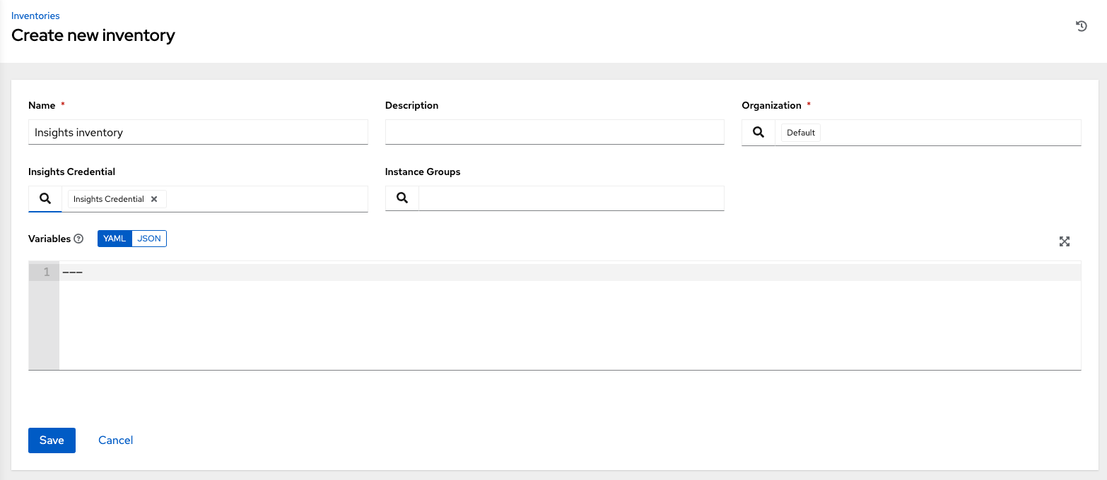 Inventories - create source - RH Insights example